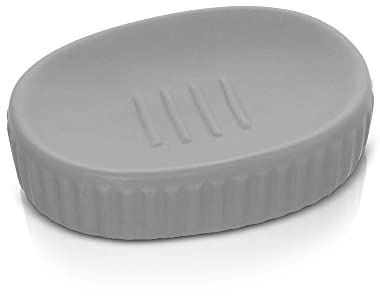 Inbagno Porta Sapone da appoggio Grigio, piattino in Ceramica, Linea Cup