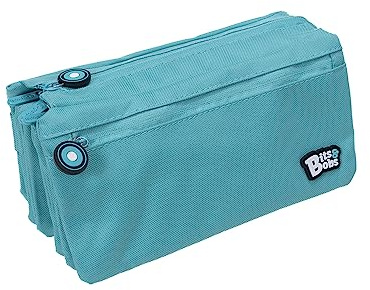 Grafoplas | Estuche Escolar Cuatro Compartimentos | Turquesa | 23x12cm | bits&Bobs | Colores Vivos