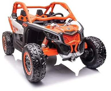 Kinderfahrzeug - Elektro Auto Can Am Maverick - 2X 12V7A Akku,4x35W Motoren- 2,4Ghz, Allrad+2 Sitzer+Ledersitz+Eva (Orange)