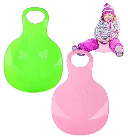 Schneerutscher Kinder 2 Stück Schlitten Bob Poporutscher Erwachsene und Kinder Schneeteller Porutscher mit Griff Winter Outdoor Sport (2)