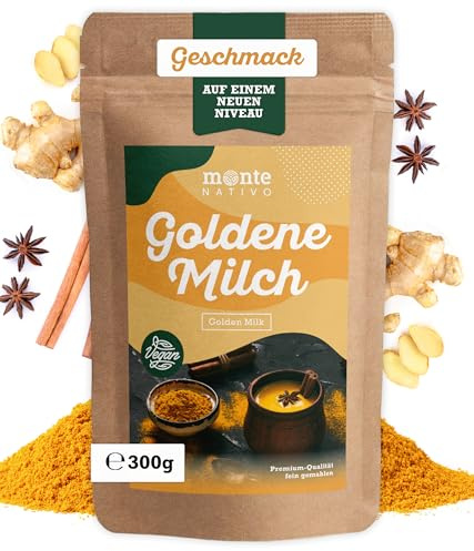 Leche Dorada en polvo (300g) Monte Nativo | Golden Milk | Golden Curcuma Latte | Mezcla de especias ayurvédicas - Cúrcuma, jengibre, canela, cardamomo, regaliz, pimienta negra | Vegan Superfood