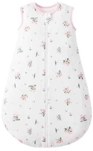 Duomiaomiao Baby Sleeping Bag Winter 2.5 Tog Sleeping Bag 0-6 months 100% Cotton Baby Wearable Blanket for Newborn, Flower