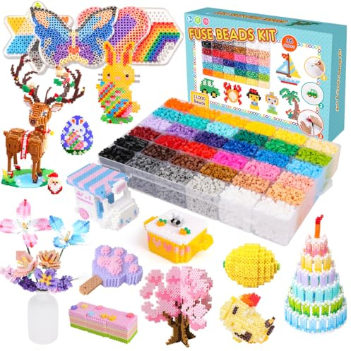 MerryXGift Fuse Beads Set, 11000pcs 36 Colours 5mm Iron Beads for 5+ Year Old Boys Girls Toys DIY Arts & Crafts Gifts