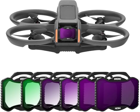 BRDRC Avata 2 ND Filter Set Accessories, 6 Pack UV CPL ND8 ND16 ND32 ND64 Protection Lens Neutral Density Filters for DJI Avata 2 FPV Drone - Aluminum