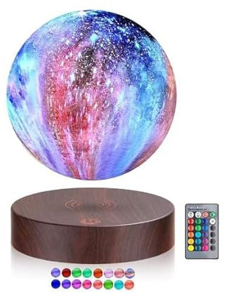 Vnemofey Floating Moon Lampe, Schwimmende Mondlampe, 16 Farben Galaxie schwimmende Nachtlicht, Realistische Mondanzeige, Magnetische Levitation Drehen und Schweben, Cool Home Office Dekoration