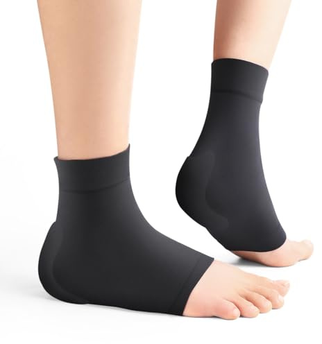 Achilles Tendon Heel Protector - Compression Padded Sleeve Socks - Promifun Premium Gel Heel Socks for Haglunds Bump, Bursitis, Tendonitis & Tenderness - 1 Pair - Regular Size