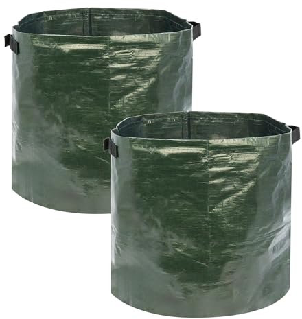 2 Large Potato Planter Grow Bags - 42 Litre Capacity, Heavy Duty, Water Resistant, Vegetable Planter Ideal for Potatoes, Mushrooms, Fruits, Root Veg, with Drainage Holes and Carry Handles, Green