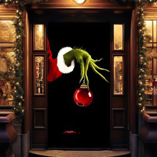 dellyy Banner Porta Natale, Decorazione Porta Natale, Allestimento Natale, Addobbi Natalizi, Banner Porta Natale Personalizzato, Decorazioni Casa, Decorazione Porta Ingresso, Natalizi (Nero)