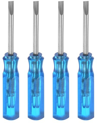 sourcing map 4Pcs SL2.0 Mini Slotted Screwdriver 2mm Magnetic Flat Head 45mm Length for Small Appliances Repairs, Blue
