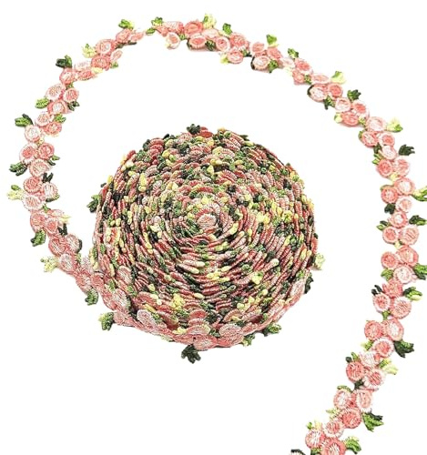 Florale Spitzenborte Blumen Rosa Stickerei Blumenbandbesatz Zierband für DIY Verzierungen, Kleidung, Party, Hochzeit Deko