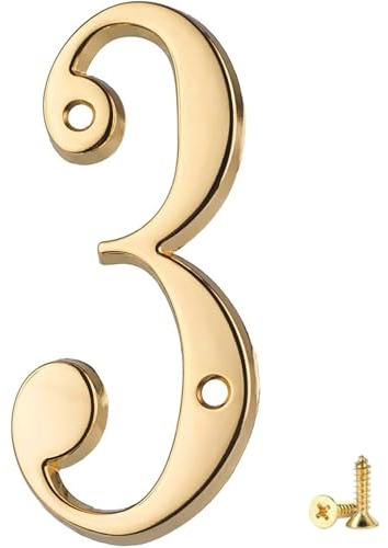 Numero Civico Moderno In Ottone Lucido Numero In Rame 3d Moderna Porta Numeri Segnaletica Targa Numeri Indirizzo Di Casa Cartello Stradale Galleggiante Aspetto E Facile Da Installare 7.5cm (N.3)