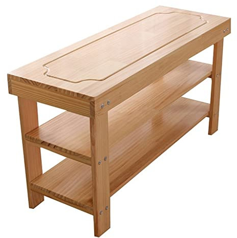SUNMME Flur-Aufbewahrungsbank, Schuhhocker mit 2-stufigem Regal, für Zuhause, Wohnzimmer, für Schlafzimmer, Umkleidebank, C 70 cm (27,55 Zoll) (a 80 cm (31,50 Zoll))