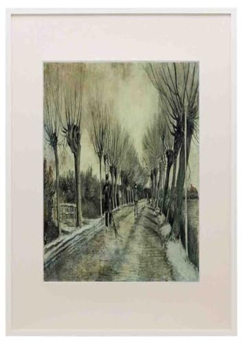 Road With Pollarded Willows And A Man With A Broom 1881 A3 A4 Framed Print Pict
