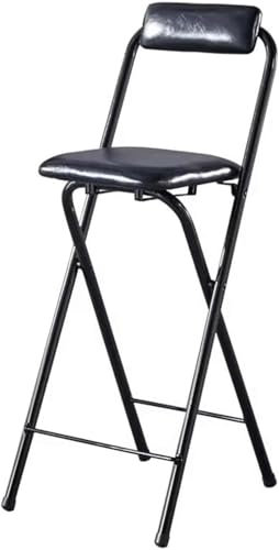 Sedia da bar pieghevole alta con schienale e seduta imbottita, in metallo, sgabello alto portatile per bancone, altezza 65 cm, per godersi la vita
