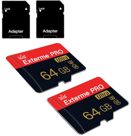 2 Pack Micro SD Card 64GB Class 10 with SD Adapter High Speed Memory Card for Tablet,Camera,Drone