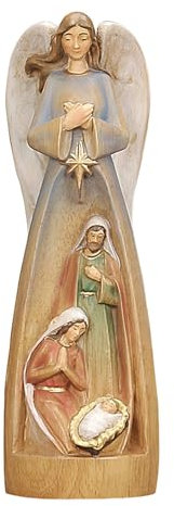 Holzfigur der Heiligen Familie, Figur der Heiligen Familie, Figur der Heiligen Familie, Jesus-Krippe, klassische Sammlungsfigur, dekorative Holzfigur – geschnitzte, handbemalte dekorative Figur, 3D-Ti