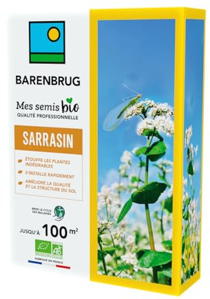 BARENBRUG - Sarrasin BIO - Étouffe les Plantes Indésirables - S’Installe Rapidement - Améliore la Qualité et la Structure du Sol - Brise le Cycle des Maladies - Fabriqué en France - 500G