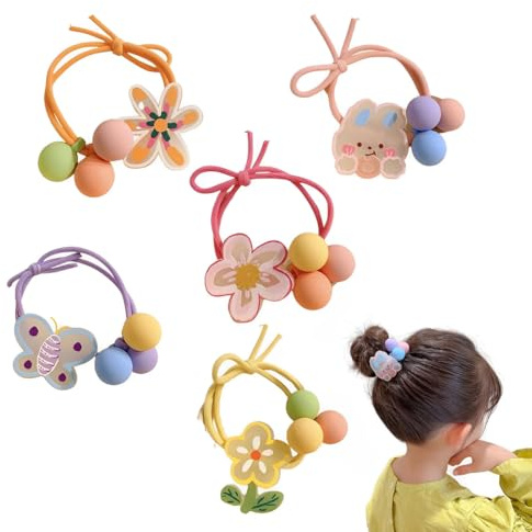 JEYORZY 5 Pièces Mix Couleurs Filles Élastiques Cheveux Cravates Bandes En Caoutchouc Douces Titulaires De Queue De Cheval Accessoires De Cheveux pour Filles Bébés Tout-Petits