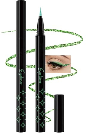 Grün Liquid Glitter Eyeliner für Weihnachten, Metallic Shimmer Kajalstift