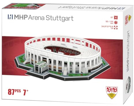 Pro-Lion 3D-Puzzle der MHP Arena Stuttgart | 87 Teile, Heimat des VfB Stuttgart, Deutsche Bundesliga