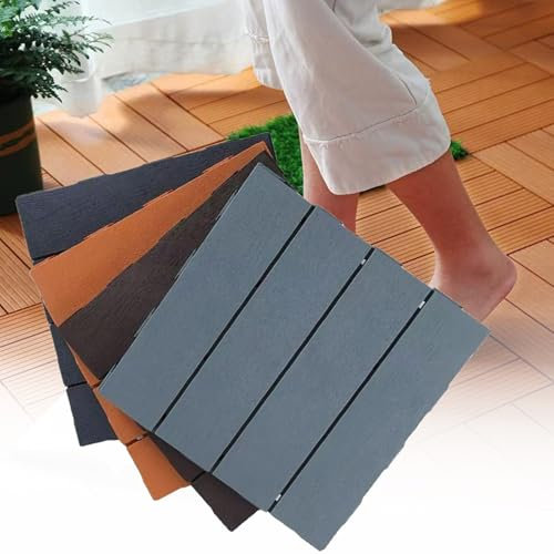 Générique Lot de 22 Dalles de terrasse en Plastique à emboîter, imperméables, for Balcon, revêtement de Sol extérieur antidérapant, avec Drainage Efficace, for Porche, Jardin, allée - 30 cm(Style 4)