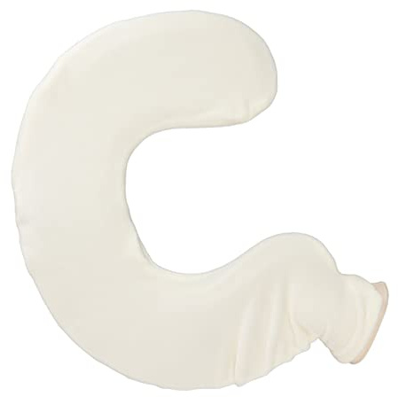 Gonetre U Shaped Hot Water Bottle Premium Soft Rubber Neck Shoulder Warm Water Bag with Detachable Knit Cover for Cold Nights Travel Pillow 1L Capacity (Beige)