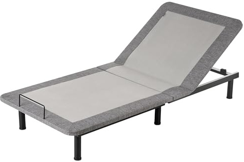 Sängbotten Enkel Storlek Fjärrkontroll Ingår 4 Ben Justerbar Höjd Järn Polyester Grå Brunoy