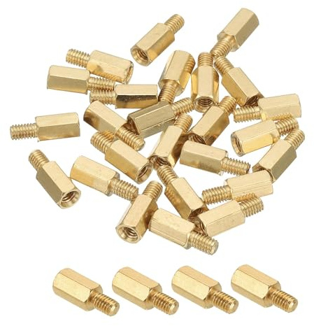 PATIKIL M4 Messing Sechskant Abstandshalter 25 Stück PCB Motherboard Abstandsschrauben Für Drohne Quadcopter Computerbau Elektronikprojekte Leiterplatte Gold (M4 x 10mm+6mm)