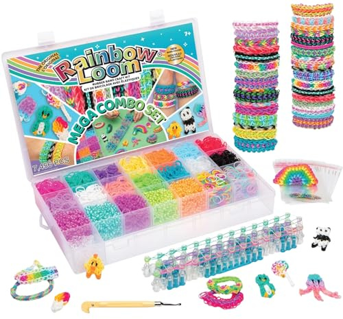 Rainbow Loom Mega Combo Loom Band Kit - Rubber Band Braclet Making Kit | Loom Band Kit With Accessories and Gift Bags - Childrens Jewellery Making Kit - Great Gift for Kids - Elastic Braclet Kit