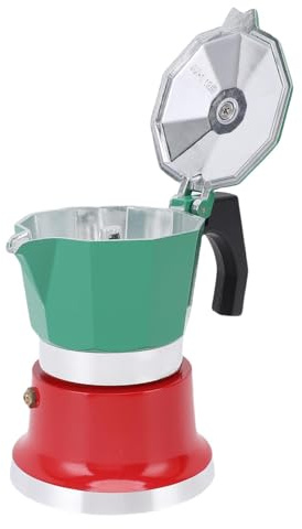 Aramox Cafetière Portable Italienne, 3 Tasses de Camping pour Poêle électrique à Gaz, Cafetière en Alliage en Aluminium avec Conception Multifonctionnelle, Percolateur Cubain Manuel
