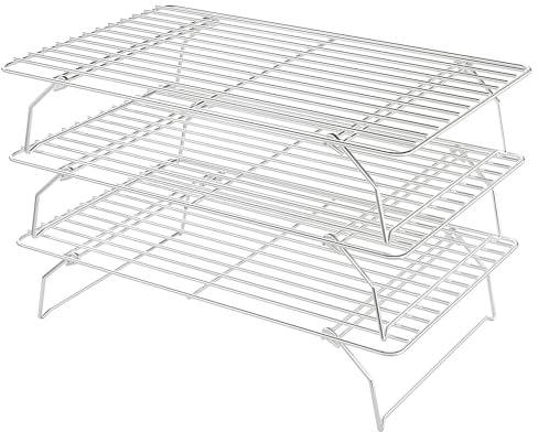 Cooling Racks for Cooking and Baking - 3 Tier Stackable Grid Wire Baking Rack for Oven Cooking, Baking, Grilling, Roasting -Dishwasher Safe Bacon Rack