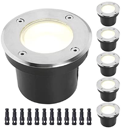 YSJX Outdoor lamps Pack of 6, LED Inground Light 10cm DC12V 7w/10w Anti-Glare Frosted Glass Round Inground Spotlight Landscape lamps(Natural White,7W)