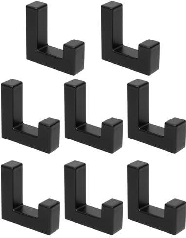 Haliya Garderobenhaken Schwarz, Kleiderhaken aus Zinklegierung, Haken Akustikpaneele, Wandhaken Garderobe, Rostbeständig, Langlebig, Haken für Paneele, Einfache Wandmontage, 8 Stück