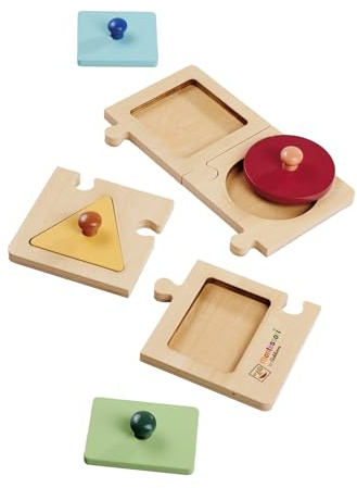Eichhorn Montessori Lernpuzzle Formen - Holzpuzzle mit Griffen, fördert Formenverständnis und Koordination, pädagogisches Steckspiel, aus FSC zertifiziertem Buchen- und Lindenholz, ab 1 Jahr