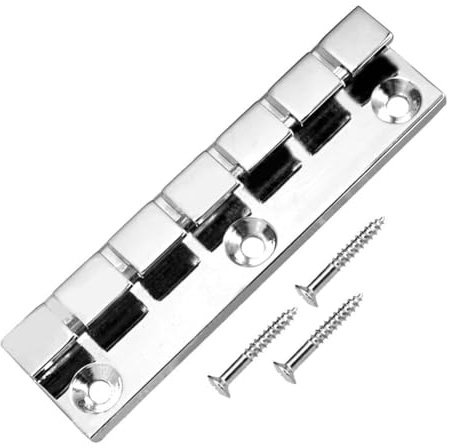 Lawnoval Metall Stopbar Saitenhalter Gitarrensteg in Chrom 6, 7 oder 12 Saiten für Flat Top E-Gitarre mit Befestigungsschrauben