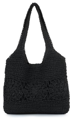 Freiesoldaten Strohtasche für Damen Groß Sommer Strand Gewebt Umhängetasche für Reisen Urlaub