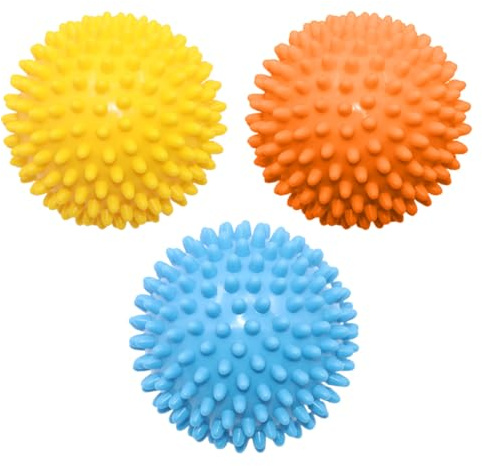 ZYOMVUN Set de 3 Bolas de Masaje 7,5 cm con Pinchos, Recuperación de Fascitis Plantar, Masaje de Puntos Gatillo, Bolas de Masaje Tejido Profundo Usarse en Manos, Antebrazos Hombros Espalda Pies