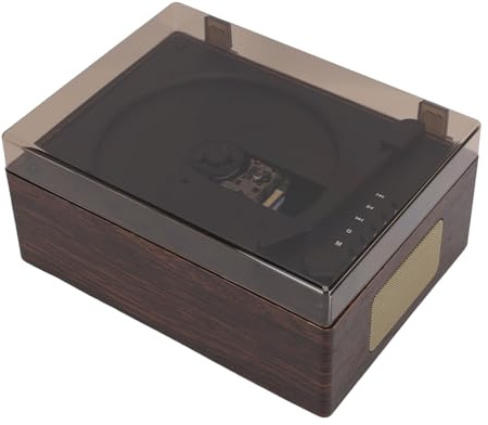 RASTKY Lettore CD Vintage Portatile con Dente 5.1, Design Retro con Doppi Altoparlanti e Ingressi USB, Wireless, Include Telefono e Musica per Auto (Marrone scuro)