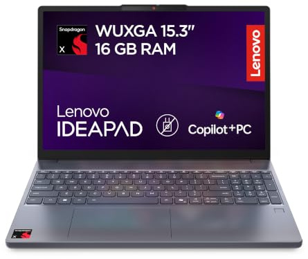 Lenovo IdeaPad Slim 3 Copilot+ PC Notebook 15 IPS (1920x1200) Snapdragon X X1-26-100, 16GB RAM LPDDR5X, 512GB SSD, WiFi 6E, Laptop per Lavoro, Studio, Multitasking - Caricatore non incluso