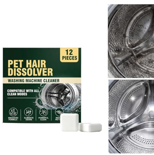Dissolvant Poils D'Animaux, Pour Machine À Laver 12 Comprimés Puissants Et | Nettoyant Lave-linge Pour Textiles, Détachant , Maison, Bureaux