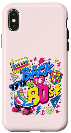 Back to 80s Nostalgia Roller Skate Boombox Cassette années 80 Coque pour iPhone X/XS