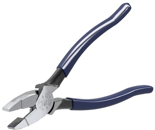 Klein Tools D213-9NE Pliers, Made in USA, 9-Inch Side Cutters, High Leverage Linesman Pliers Cut Copper, Aluminum and other Soft Metals