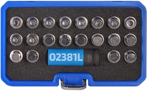 SW-Stahl 02381L Kit de Démontage d'Écrous de Jante, 21 Pièces pour BMW | Adaptateur antivol de roue et outil de desserrage pour boulons de sécurité, avec douille 1/2 pouce 17 mm, jusqu'à 2012