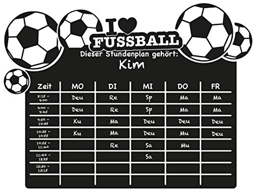 Wandkings Wandtattoo Stundenplan Fußball aus Tafelfolie 70 x 52 cm inkl. weißem Kreidemarker, schwarz, selbstklebend