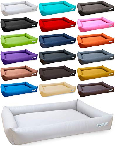 dogsfavorite, Hundebett Starter Visco aus Kunstleder, Hundekissen, orthopädisch, 100 x 75 cm, weiß
