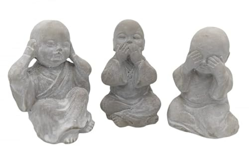 Figura Buda Cemento 12cm Pack 3