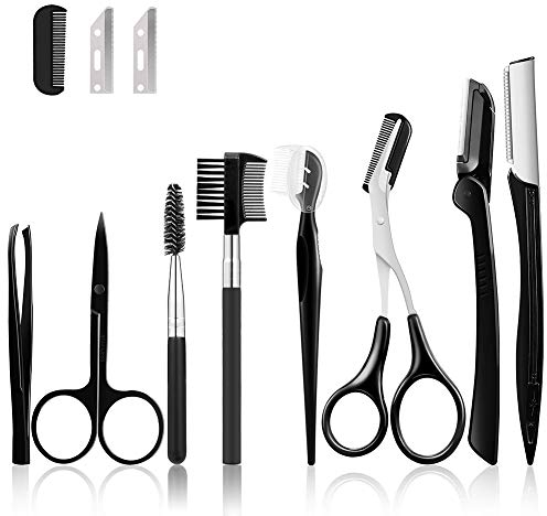 Smilcloud 11pcs Augenbrauen Set Augenbrauen-Rasierer Augenbrauen-Schere Augenbrauen-Pinzette Augenbrauen-Kamm Augenbrauen-Pinsel für Frauen und Männer
