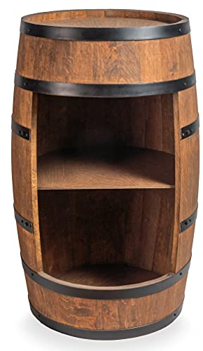 CREATIVE COOPER Weinfass Stehtisch - Mini Bar Regal Rund - Alkohol Shrank Flaschenregal Holz Regale - Holzfass Deko - Hausbar Theke - Fassmöbel - Wine Rack - Möbel Wohnzimmer - Fassbar 80Cm (Wenge)