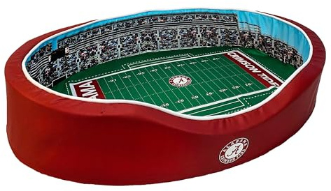 StadiumSpot Officially Licensed NCAA Premium Oval Dog Bed, Alabama, Large