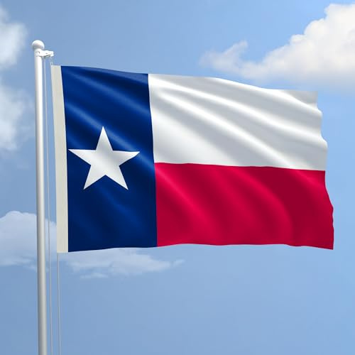 Bandiera Texas 70x100 cm in Poliestere Nautico Ignifugo 115 g/mq per Uso Interno ed Esterno con Finiture Professionali, Doppie Cuciture, Corda e Guaina, Colori Brillanti e Duraturi